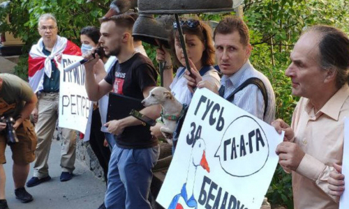 К белорусскому посольству в Киеве принесли гусей и потребовали ухода Лукашенко